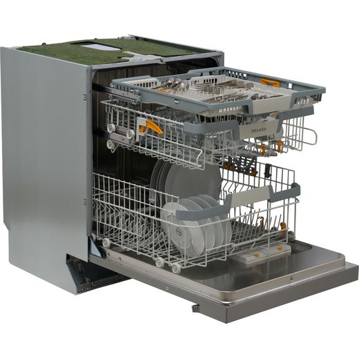 Miele Semi Integrated Standard Dishwasher - Stainless Steel - Left perspective with door open shot